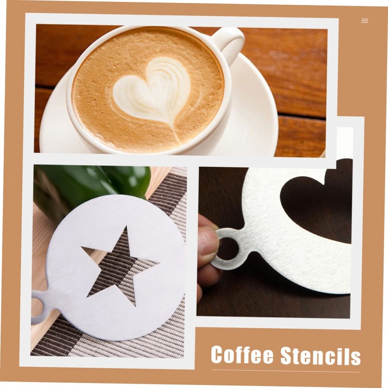 SHOWERORO Stainless Latte Art Molds Heart Star Stencils Latte Coffee