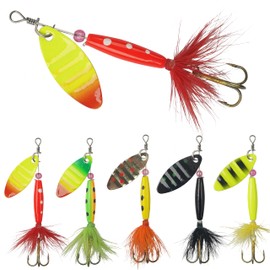 Fishing Lures Spinnerbait Kit Rooster Bait Tail Fishing Lures Inline Spinner Baits Bass Salmon Trout Spoon Hard Metal Spinnerbaits for Saltwater Freshwater