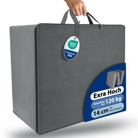 Beautissu Practical Carry Bag - Robust Bag for Bedding, Pillows, Pillows, Folding Mattresses and Much More - Ideal Protection & Easy Transport with Zip, gray, Additional pocket