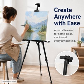 RRFTOK 17-66 Inch Adjustable Art Easel Stand for Painting and Sign, Black