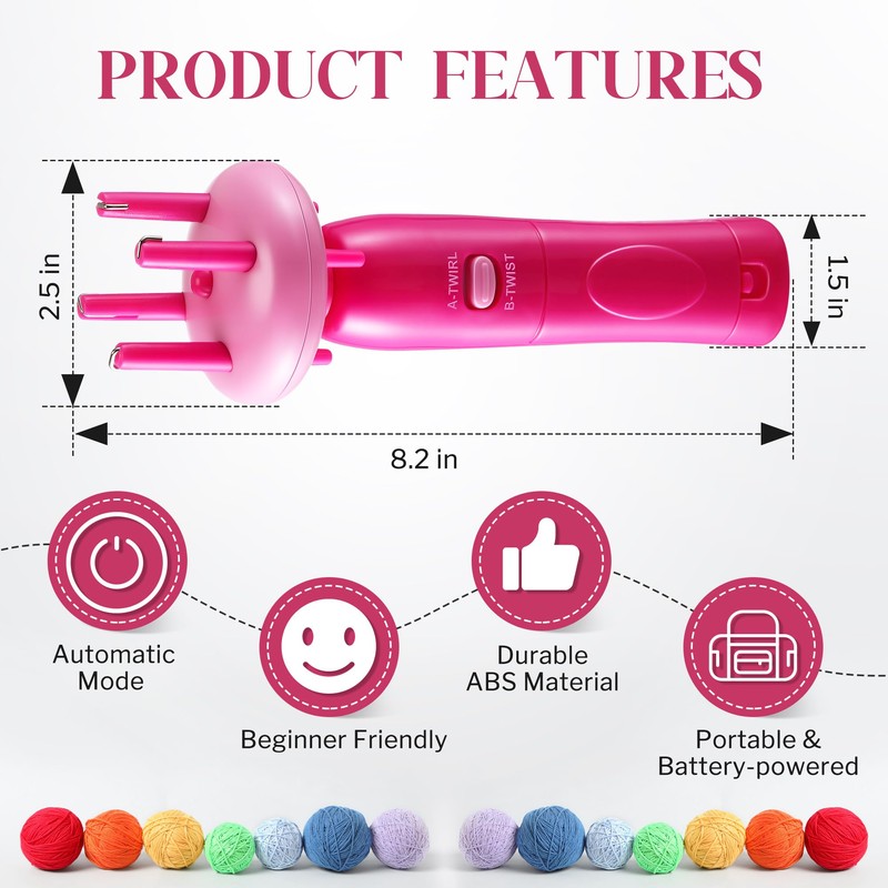Enhon Cord Maker Portable Fringe Twister, Handheld Cord Maker for
