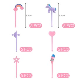 30 Pieces of Plastic Fruit Fork, Cute Cartoon Mini Sign, Reusable Food Toothpicks, Children's Bento Box Dessert Decoration Accessories.