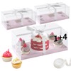 JCD 3Pcs Pink 1+4 Bento Box with Clear Window Bento