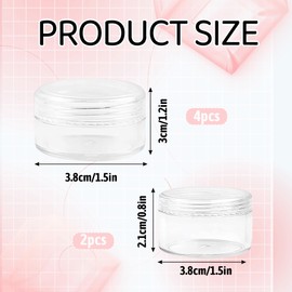 6PCS Sample Pots Leakproof Round Stackable for Space Efficiency 10ml 20ml Cosmetic Pots Small Clear Round Plastic Sample Pots for Cosmetics Empty Sample Pots for Cream Face Creams Sample Make-Up(Trans