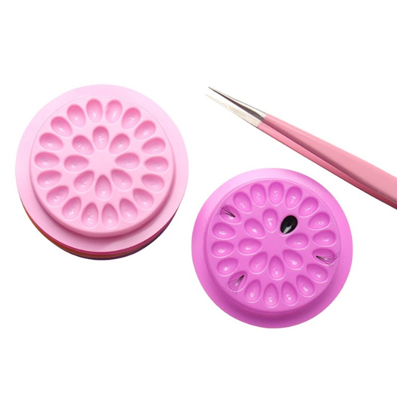 Happyupcity 20PCS Pink Plastic Flower Shape Eyelash Glue Holder Dispenser