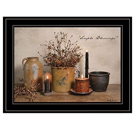 Trendy Decor4U Simple Blessings by Billy Jacobs Printed Wall Art, 19 Inch x 15 Inch, Black Frame