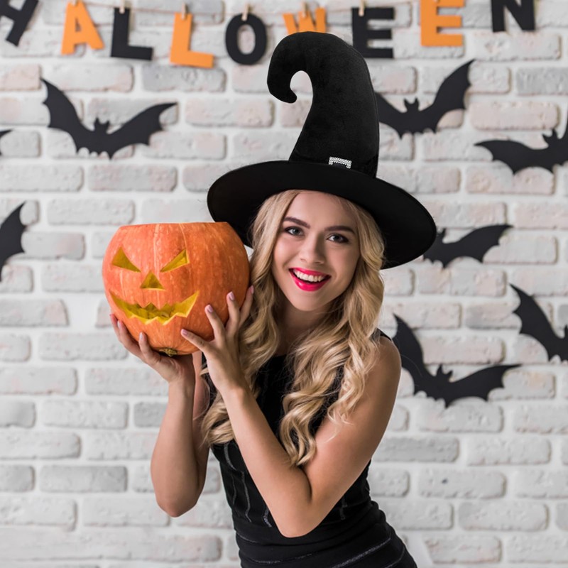 Joyasslly Halloween Witch Hat, Velour Style, Cosplay, Halloween Hat, Party