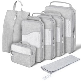 Packing Cubes for Suitcases, Travel Essentials for Carry on, Luggage Organizer Bags Set for Travel Accessories (Grey, 7set)