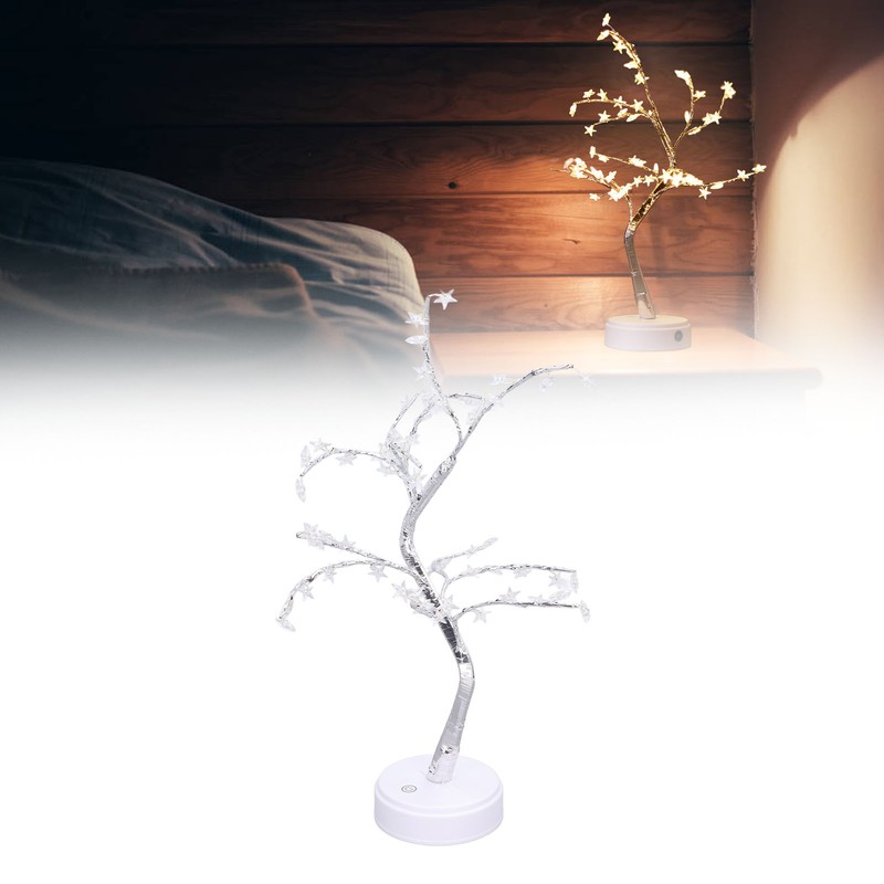 Tabletop Bonsai Tree Lamp Adjustable Safe Touch Switch Night Light