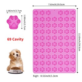Dog Paw Silicone Mold, 2 PCS Mini Dog Treat Molds, 138 Cavity Non-Stick Gummy Bear Mold for Chocolate, Fondant, Candy, Biscuits, Cookie, Jelly and Dog Training Commands Concept