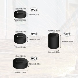 20pcs Round Spacer, 4 Sizes Neoprene Multi Purpose Thick Rubber Grommets Anti Vibration Black Washers Kit for Home Car Accessories