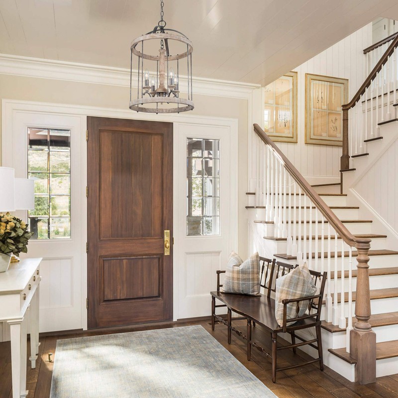 LNC Wood Chandeliers for Kitchen Island, Farmhouse Hanging Light Fixture