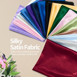 Homiest Burgundy Satin Fabric by The Yard, 5 Yards x 58 Inch Charmeuse Satin Fabric Silky & Shiny Cloth Fabric, Smooth Bridal Satin Fabric for Wedding Dress, Clothing Making, DIY Crafts, Sewing