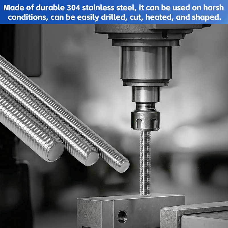 FIFIBANG M6 Threaded Rod, Stainless Steel, Pack of 6, Fully