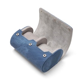 Longjet Watch Roll Travel Case for Men Portable Watches Organizer Box with Removable Velvet Pillow Holder (2 Slot Denim Blue)