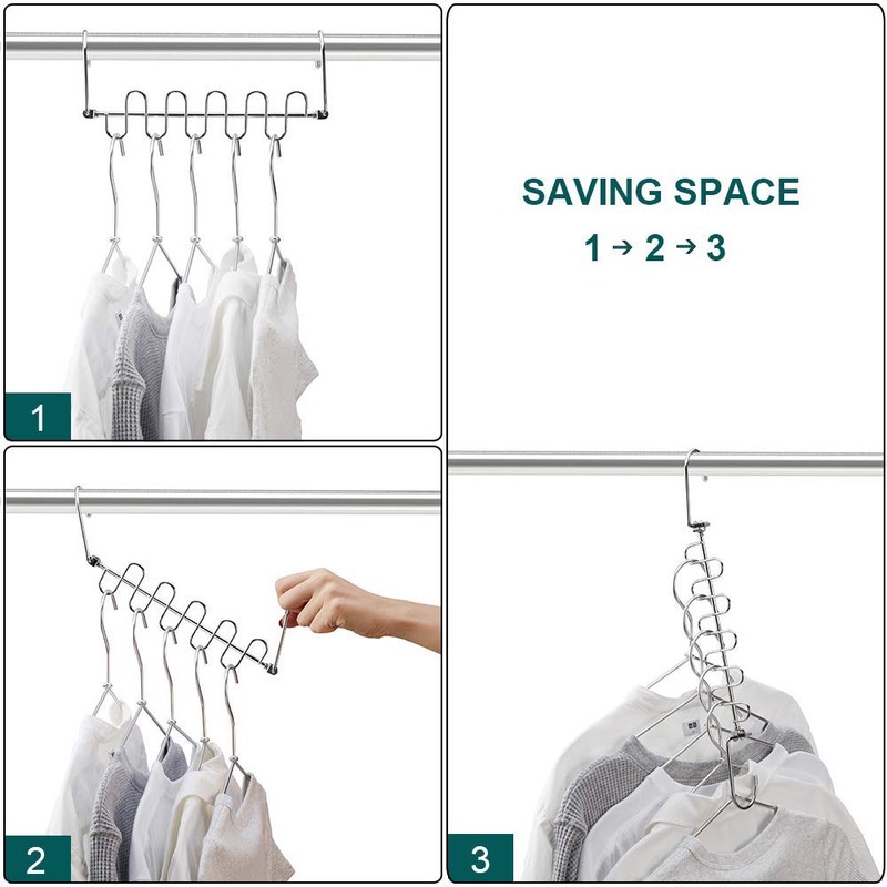 Meetu Space Saving Hangers Magic Cloth Hanger Metal Closet Organizer