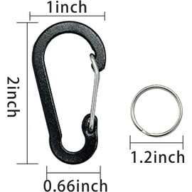 SZXMDKH 4 Pcs Nonlocking Carabiner, Ultra-Light Aluminum Alloy D-Ring High Strength Key Chain Clip Hook, Black