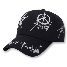 CHROME CRANE CB017 Men's Cap, Hat, Stylish, Logo, Mark, Geometric Design, White, Black