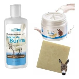 Crema Facial Aclarante Leche Burra + Desmaquillante + Jabón