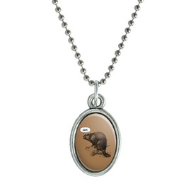 GRAPHICS & MORE Beaver Vintage Dam Damn Antiqued Oval Charm Pendant with Chain