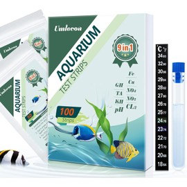JINDUN 9 in 1 Aquarium Test Kit for Freshwater and Saltwater - 100 Aquarium Test Strips with Test Tube & Thermometer - Fast & Accurate Water Testing Strips for Aquarium/Pond/Pool