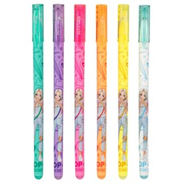 Depesche 12229 TOPModel-Neon Gel, Set of 6 Pens in Turquoise, Purple, Pink, Yellow, Orange and White, for Writing on Dark Paper