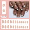 LPOODDNU White French Tip Press on Nails with 3D Gold