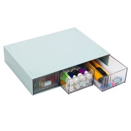 Wiwaplex Desk Drawer Organizer and Storage Box Acrylic Stackable Electronics Storage Box with Drawer for Storage Craft Makeup Desk Accessories(3 Drawer)