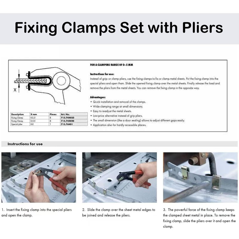 Fixing Clamps Set with Pliers,Car Body Dent Repair Fixing Clamp