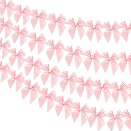 70pcs Pink Satin Ribbon Bows Garland Banner, 10m/33ft Extra-long Adjustable Decoration for Kids Birthday, Wedding, Engagement, Bachelorette Party, Bridal Shower, Baby Shower, Graduation, Anniversary