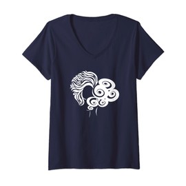 Womens Curly Hair Afro V-Neck T-Shirt