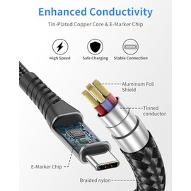 Cable USB C a USB C de 3 pies, paquete de 3 cables USB C de 60 W, cable de carga rápida tipo C a tipo C, cable compatible con iPhone 15, 16, 17 Pro Ma
