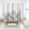 Riyidecor Purple Lavender Shower Curtain Lilac Rustic Wooden Flowers Floral