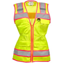J. J. Keller & Associates, Inc. Women's High Visibility Safety Vest with Pink Trim, Type R Class 2, 4XL, SAFEGEAR