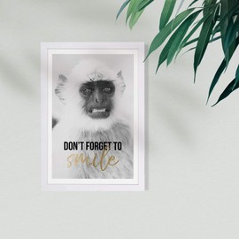 Wynwood Studio Typography Framed Wall Art Prints 'Smile' Inspirational Quotes and Sayings Home Décor, 13" x 19", White, Gold