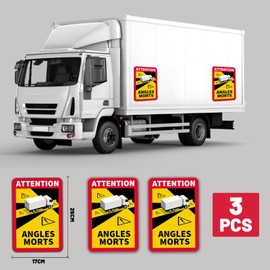 Jortmrd Pack of 3 Car Blind Spot Magnetic Stickers France 25 x 17 cm Angles Morts Magnet Motorhome Sign Sign Attention Angles Morts Magnetic Sticker France (Bus Version)