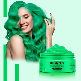 HaiolorPro Green Hair Color Wax Temporary Washable, Green Temporary Hair Colour for Kids, Temporary Hair Dye for Parties or Cosplay, Hair Coloring Products No Messy (Green)