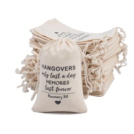 gobyhumm 10pcs 4 * 6" Drawstring Bachelorette Hangover Recovery Kit Reusable Empty Wedding Party Gift Bag Holiday Closure Cotton Muslin Bag (Black Heart)