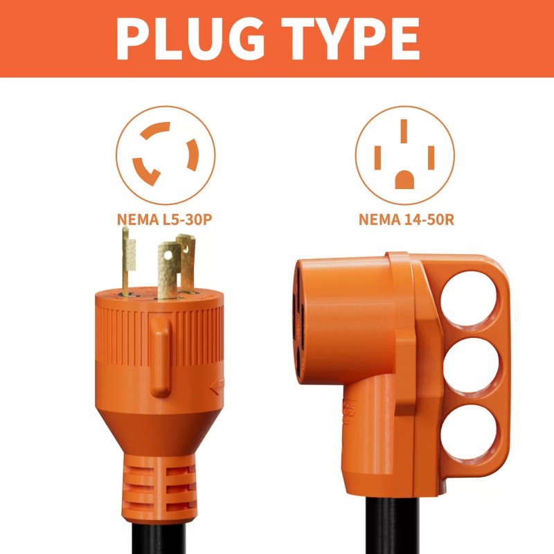 Epicord RV 30AMP 3Prong Generator Adapter 30amp Male Plug to