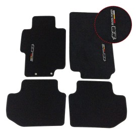 Unbranded Fit For 03-07 Honda Accord 2DR Black Nylon Floor Mats Carpets w/ Mugen