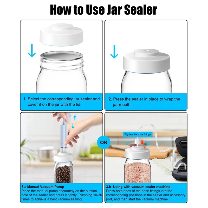 Jar Vacuum Sealer Kit Food Protector Jar Sealer with Accessory
