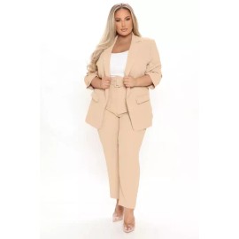 Fashion Nova WOMEN FASHION NOVA MILA BLAZER SET - TAUPE STRIPED SIZE 3X - SOLD OUT SIZE BNWT