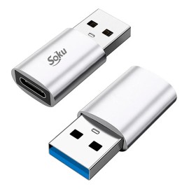 Adaptador Usb 3.0 Tipo C Hembra A Usb Macho Veloz 10 Gbps Plateado