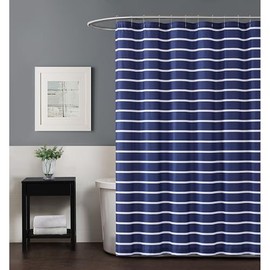 TRULY SOFT Maddow Stripe Navy 72" Square Shower Curtain
