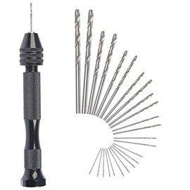 FOCCTS 25Pcs Pin Vise Hand Drill Set Holding 0.3-3.4mm Bits for Model Resin Jewelry Walnut Wood Crafts,etc