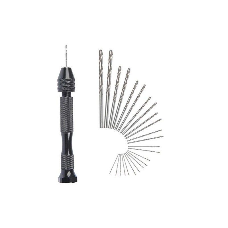 FOCCTS 25Pcs Pin Vise Hand Drill Set Holding 0.3-3.4mm Bits