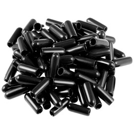 50pcs Screw Thread Protectors 3/8 inch ID Rubber Round End Cap Cover Flexible Tube Caps Tubing Tip, 20 mm Long (Black，Inner Dia 9.5mm)