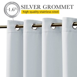 NICETOWN 2 Panels Greyish White Privacy Outdoor Curtains for Patio, Waterproof Thermal Insulated Grommet & Back Tab on Top and Bottom Windproof Drapes with Fixed Rope for Porch, W52 x L108