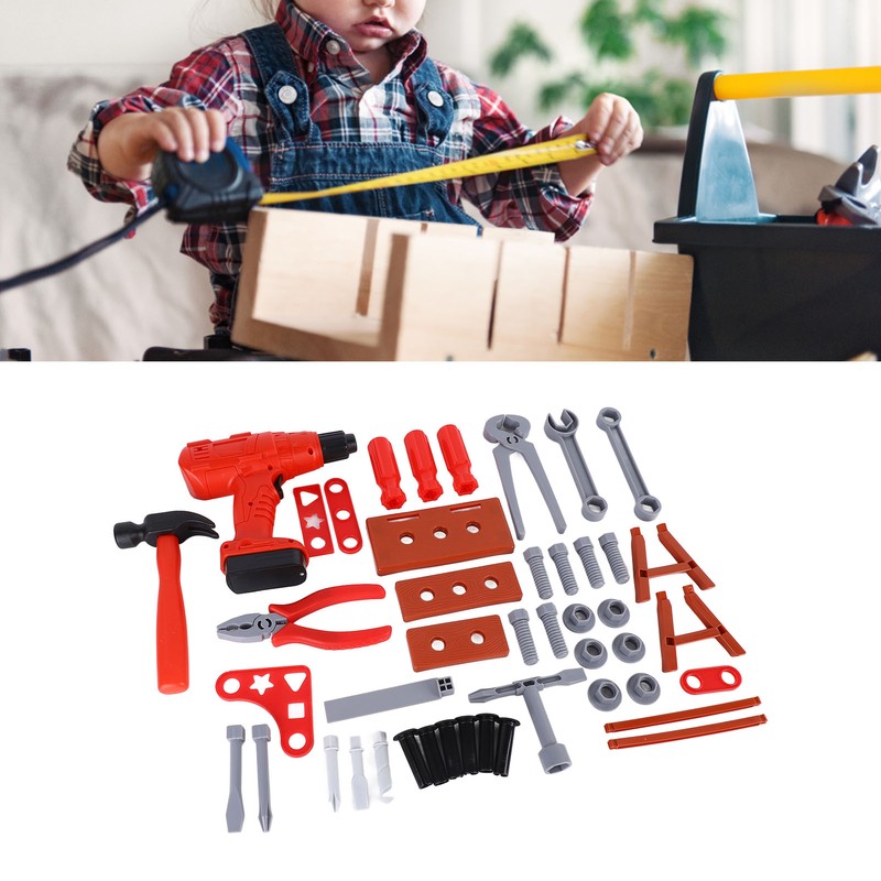 42pcs Kids Simulation Repair Tool Set Hammer Wrench Electric Drill