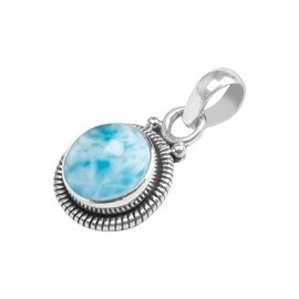 Larimar Stone 925 Sterling Silver Pendant Necklace For Women Girls Gift, Natural Gemstone Pendant Necklace, Solitaire Pendant, Handmae Pendant